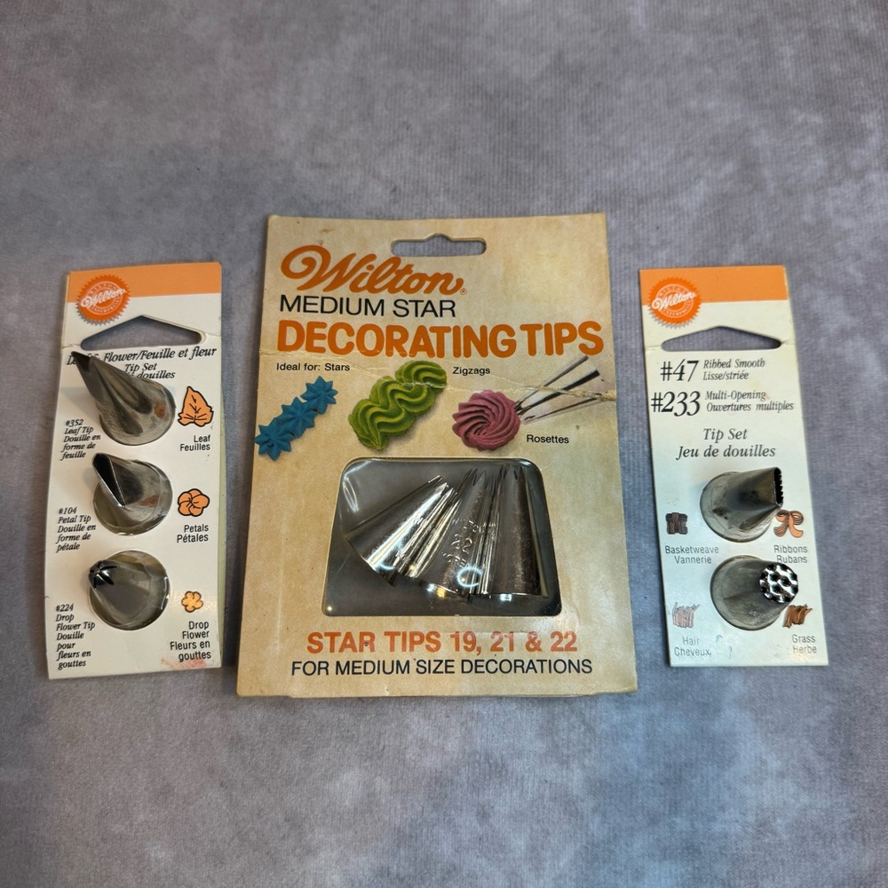 NEW Sealed VTG Wilton Cake Cookie Decorating Tips (3 Pkgs) 1981 And 1994